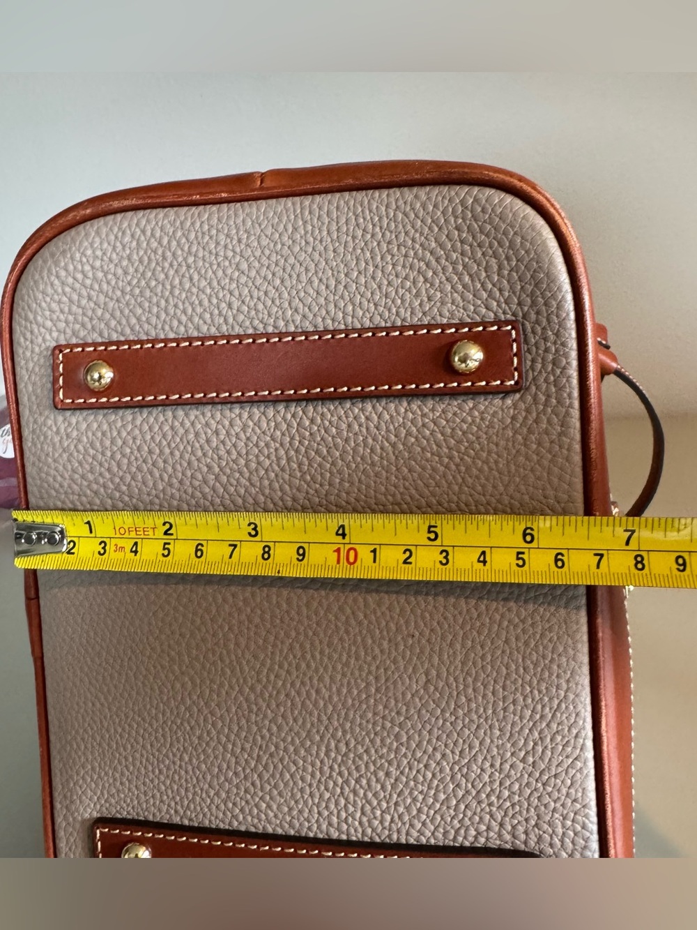Dooney & Bourke Pebble Leather Drawstring Bucket Bag Taupe Brown - Picture 15 of 17
